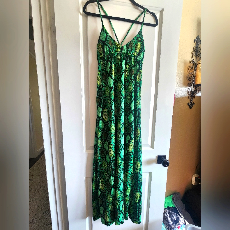 Green Snakeskin Maxi Dress